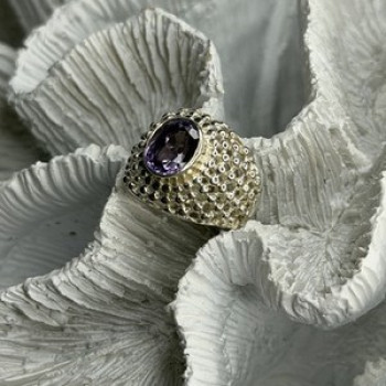Elegant Design 925 Sterling Silver Amethyst Ring Size 6