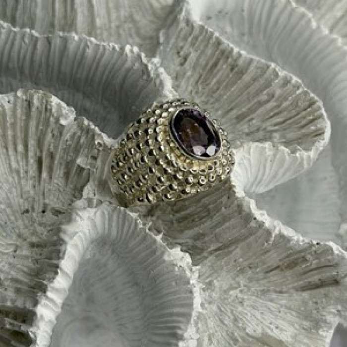 Elegant Design 925 Sterling Silver Amethyst Ring Size 6