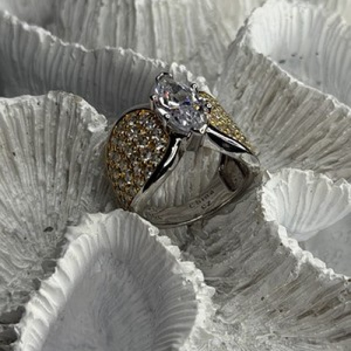 925 Sterling Silver Cz Ring Size 6