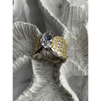 925 Sterling Silver Cz Ring Size 6