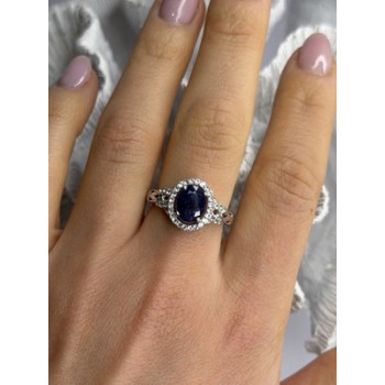 925 Sterling Silver Sapphire & Beryl Ring Size 8