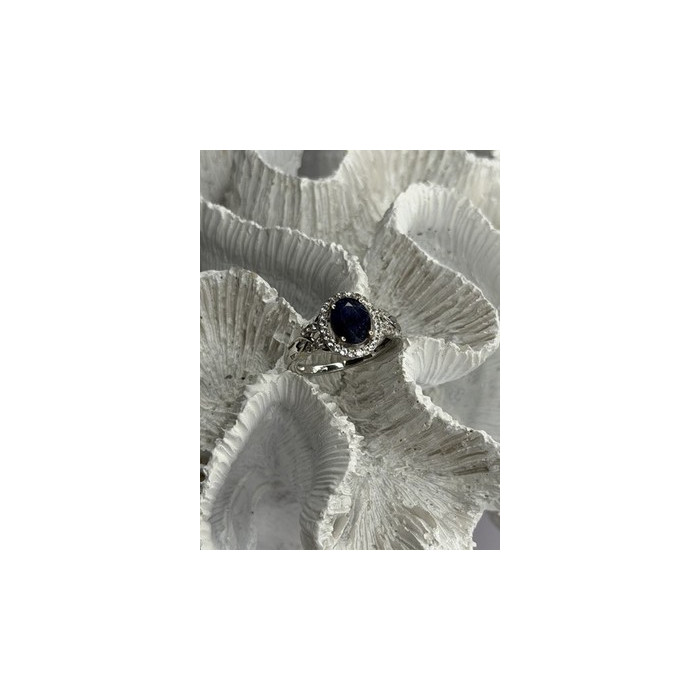 925 Sterling Silver Sapphire & Beryl Ring Size 8