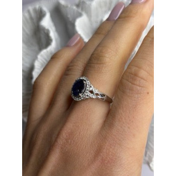 925 Sterling Silver Sapphire & Beryl Ring Size 8