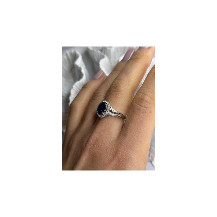 925 Sterling Silver Sapphire & Beryl Ring Size 8