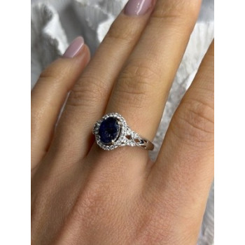 925 Sterling Silver Sapphire & Beryl Ring Size 8