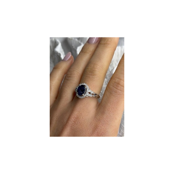 925 Sterling Silver Sapphire & Beryl Ring Size 8