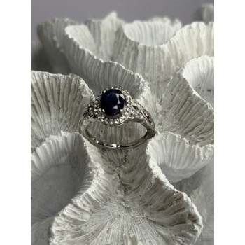 925 Sterling Silver Sapphire & Beryl Ring Size 8