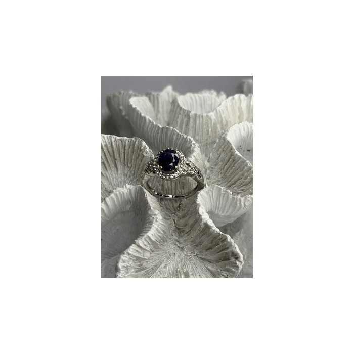 925 Sterling Silver Sapphire & Beryl Ring Size 8