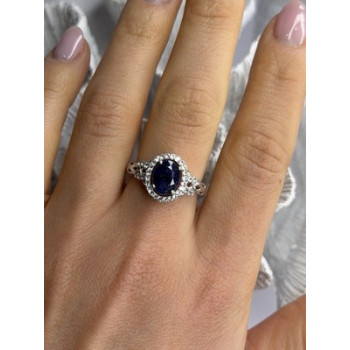925 Sterling Silver Sapphire & Beryl Ring Size 8