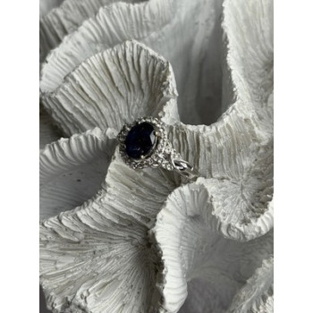 925 Sterling Silver Sapphire & Beryl Ring Size 8