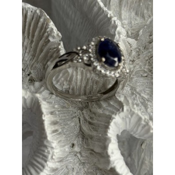 925 Sterling Silver Sapphire & Beryl Ring Size 8