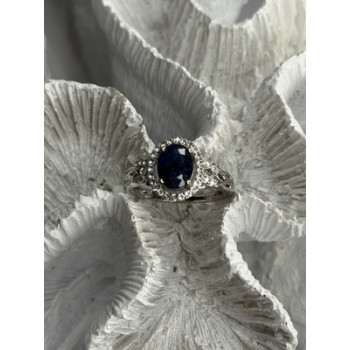 925 Sterling Silver Sapphire & Beryl Ring Size 8