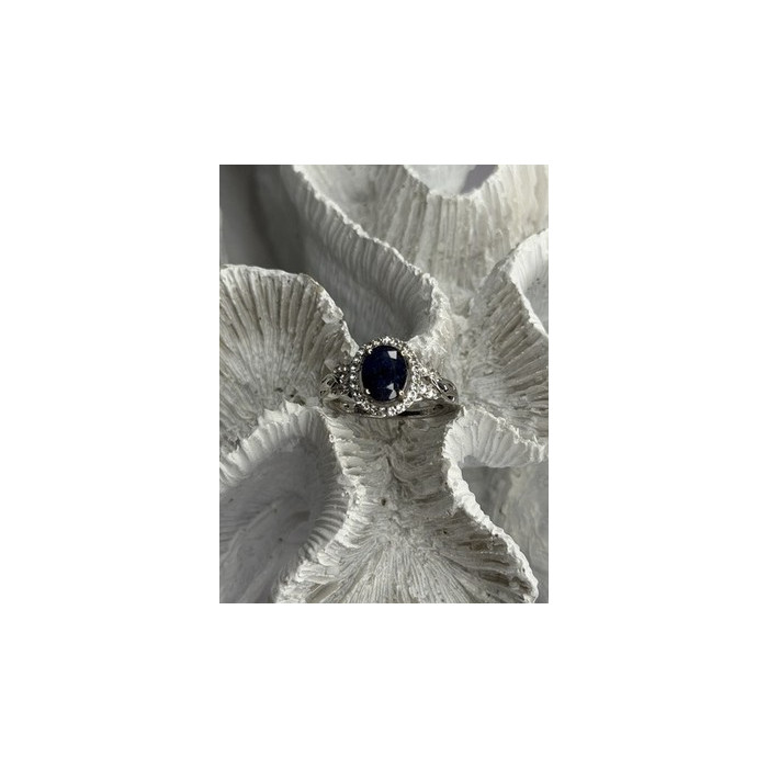 925 Sterling Silver Sapphire & Beryl Ring Size 8