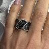 JWBR 925 Sterling Silver Black & White Diamonds Ring Size 7
