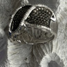 JWBR 925 Sterling Silver Black & White Diamonds Ring Size 7