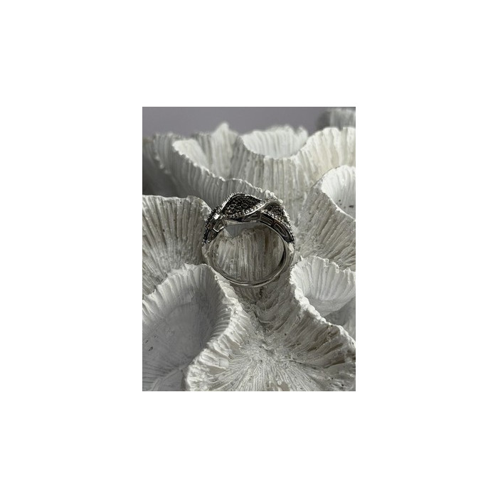 JWBR 925 Sterling Silver Black & White Diamonds Ring Size 7