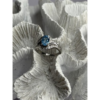 Shiny 925 Sterling Silver Topaz & Beryl Ring Size 7