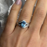 Shiny 925 Sterling Silver Topaz & Beryl Ring Size 7