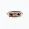 14K Yellow Gold Rubies & Diamond Ring Size 8