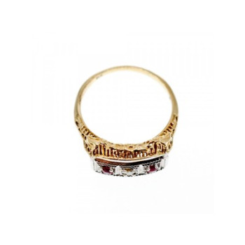 14K YELLOW GOLD RUBIES & DIAMOND RING SIZE 8