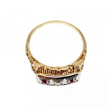14K Yellow Gold Rubies & Diamond Ring Size 8