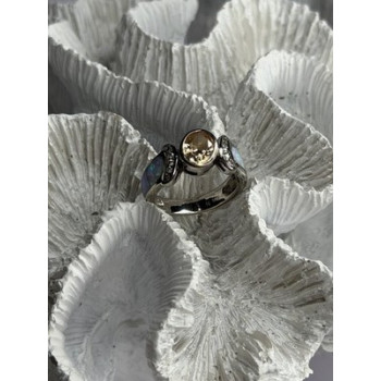 925 Sterling Silver Citrine & Opal & Beryl Ring Size 7