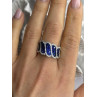 Beautiful 925 Sterling Silver Blue & White Cz Ring Size 10