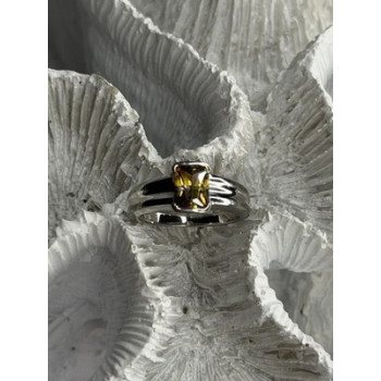 Elegant 925 Sterling Silver Citrine Ring Size 5