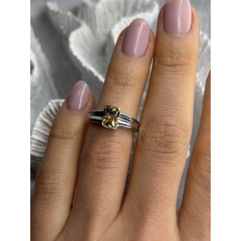 Elegant 925 Sterling Silver Citrine Ring Size 5