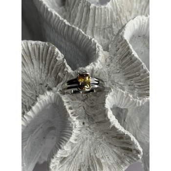 Elegant 925 Sterling Silver Citrine Ring Size 5