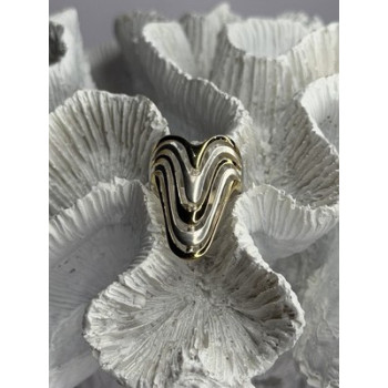 Aesthetic 925 Sterling Silver Gold Plated Part Ring Size 6