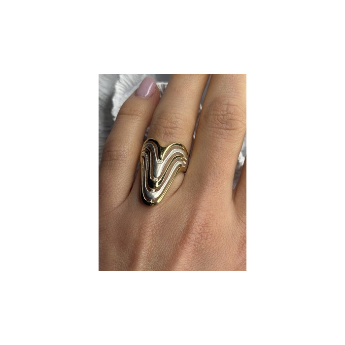 Aesthetic 925 Sterling Silver Gold Plated Part Ring Size 6
