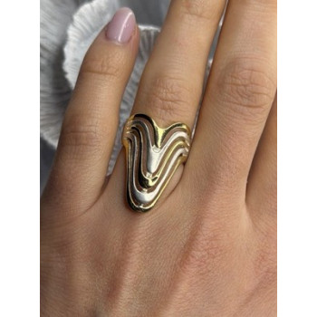 Aesthetic 925 Sterling Silver Gold Plated Part Ring Size 6