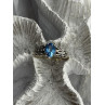 925 Sterling Silver Blue Topaz Ring Size 8