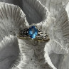 925 Sterling Silver Blue Topaz Ring Size 8