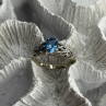 925 Sterling Silver Blue Topaz Ring Size 8