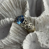 925 Sterling Silver Blue Topaz Ring Size 8