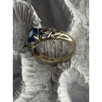925 Sterling Silver Blue Topaz Ring Size 8