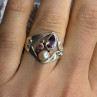 Vintage 925 Sterling Silver Pearl & Amethyst & Garnet Ring Size 7