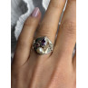 Vintage 925 Sterling Silver Pearl & Amethyst & Garnet Ring Size 7