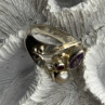 Vintage 925 Sterling Silver Pearl & Amethyst & Garnet Ring Size 7