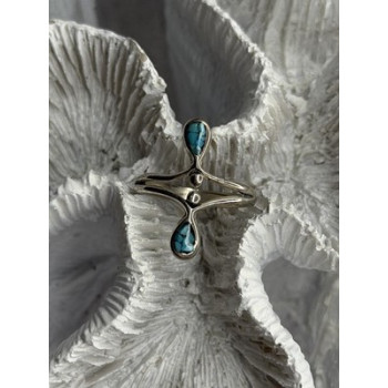 925 Sterling Silver Turquoise Ring Size 6.5