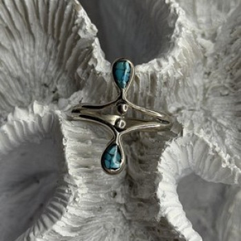 925 Sterling Silver Turquoise Ring Size 6.5