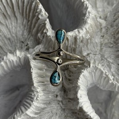 925 Sterling Silver Turquoise Ring Size 6.5