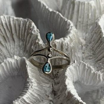 925 Sterling Silver Turquoise Ring Size 6.5