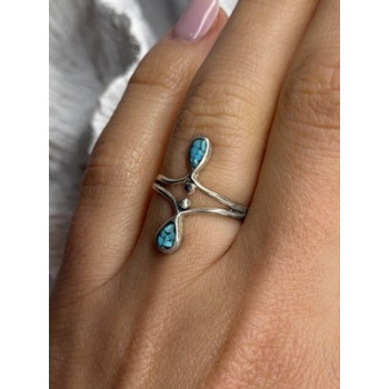 925 Sterling Silver Turquoise Ring Size 6.5