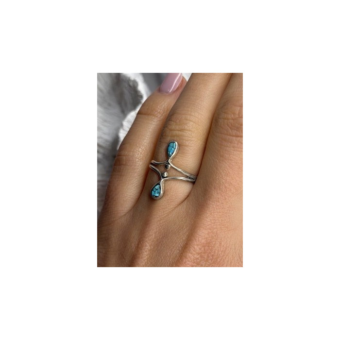925 Sterling Silver Turquoise Ring Size 6.5