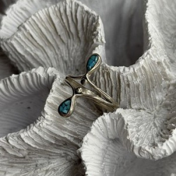 925 Sterling Silver Turquoise Ring Size 6.5