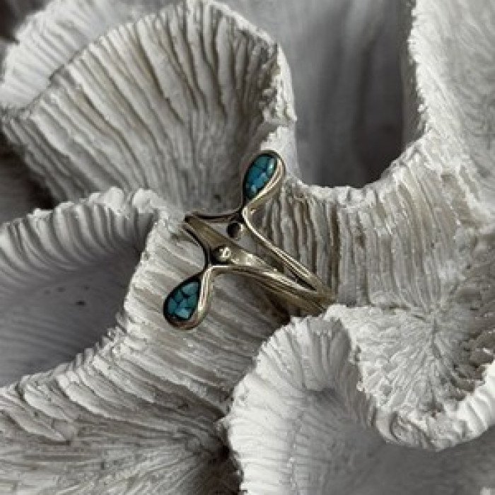925 Sterling Silver Turquoise Ring Size 6.5