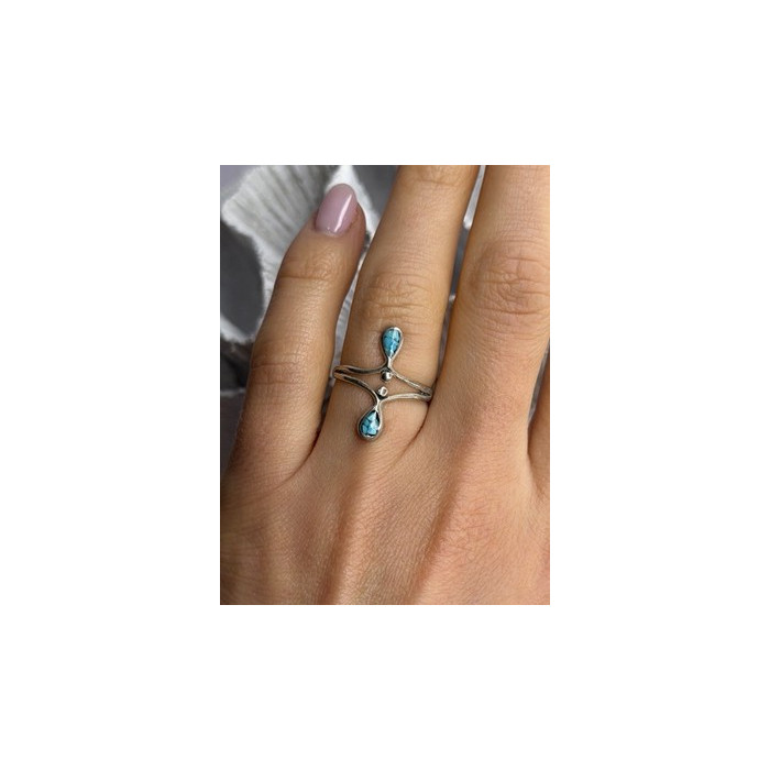 925 Sterling Silver Turquoise Ring Size 6.5